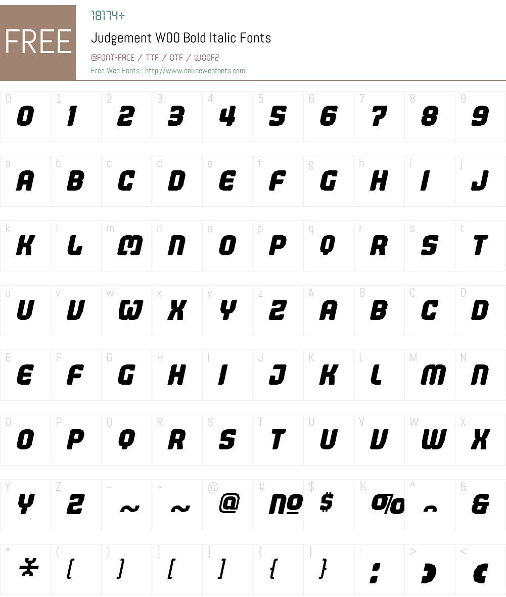 JudgementW00-BoldItalic Font Screenshots