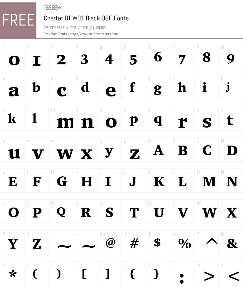 CharterBTW01-BlackOSF Font Screenshots