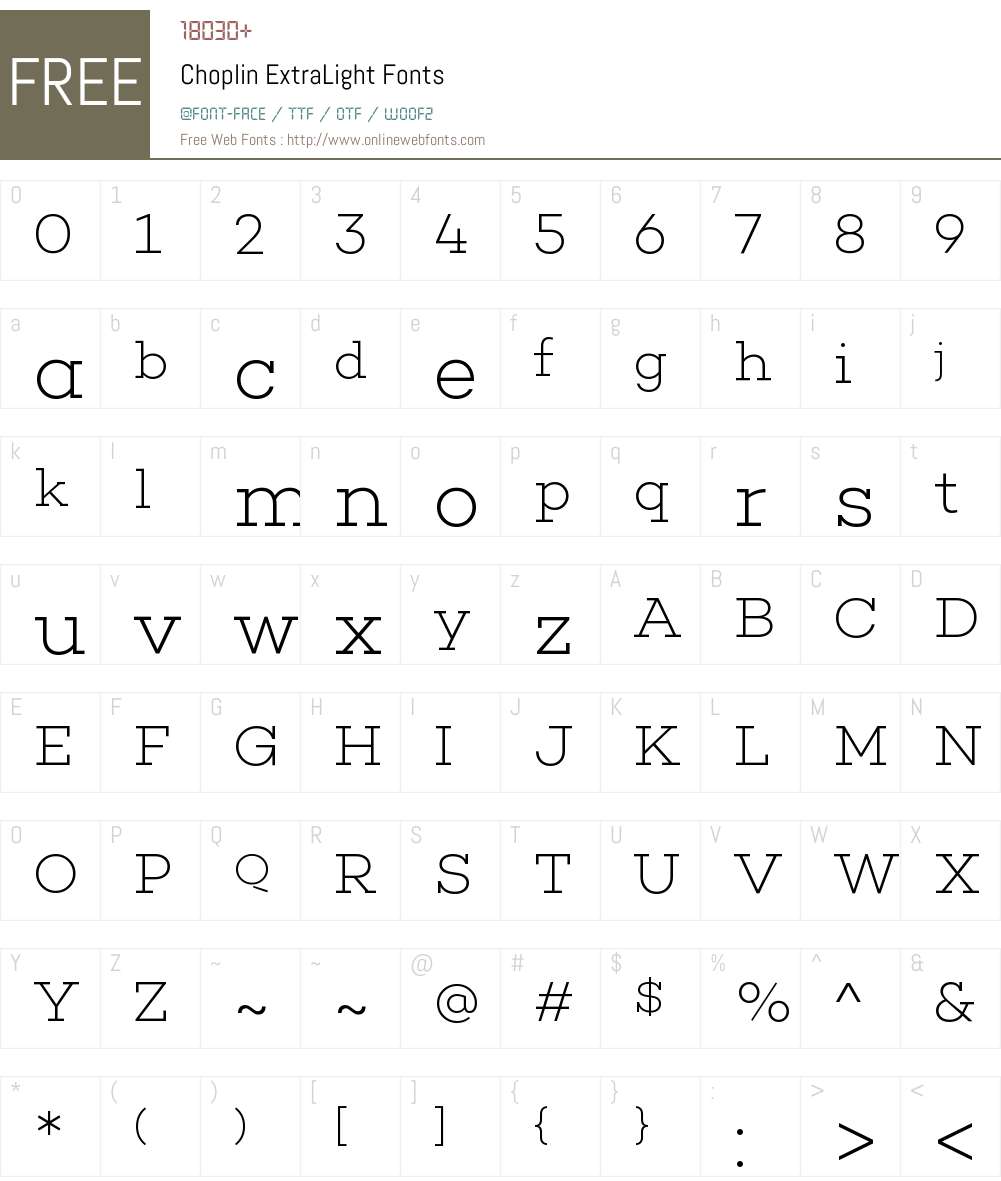 Choplin ExtraLight Font Screenshots