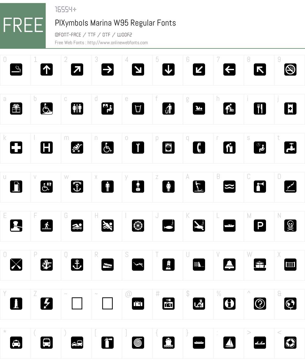 PIXymbolsMarinaW95-Regular Font Screenshots