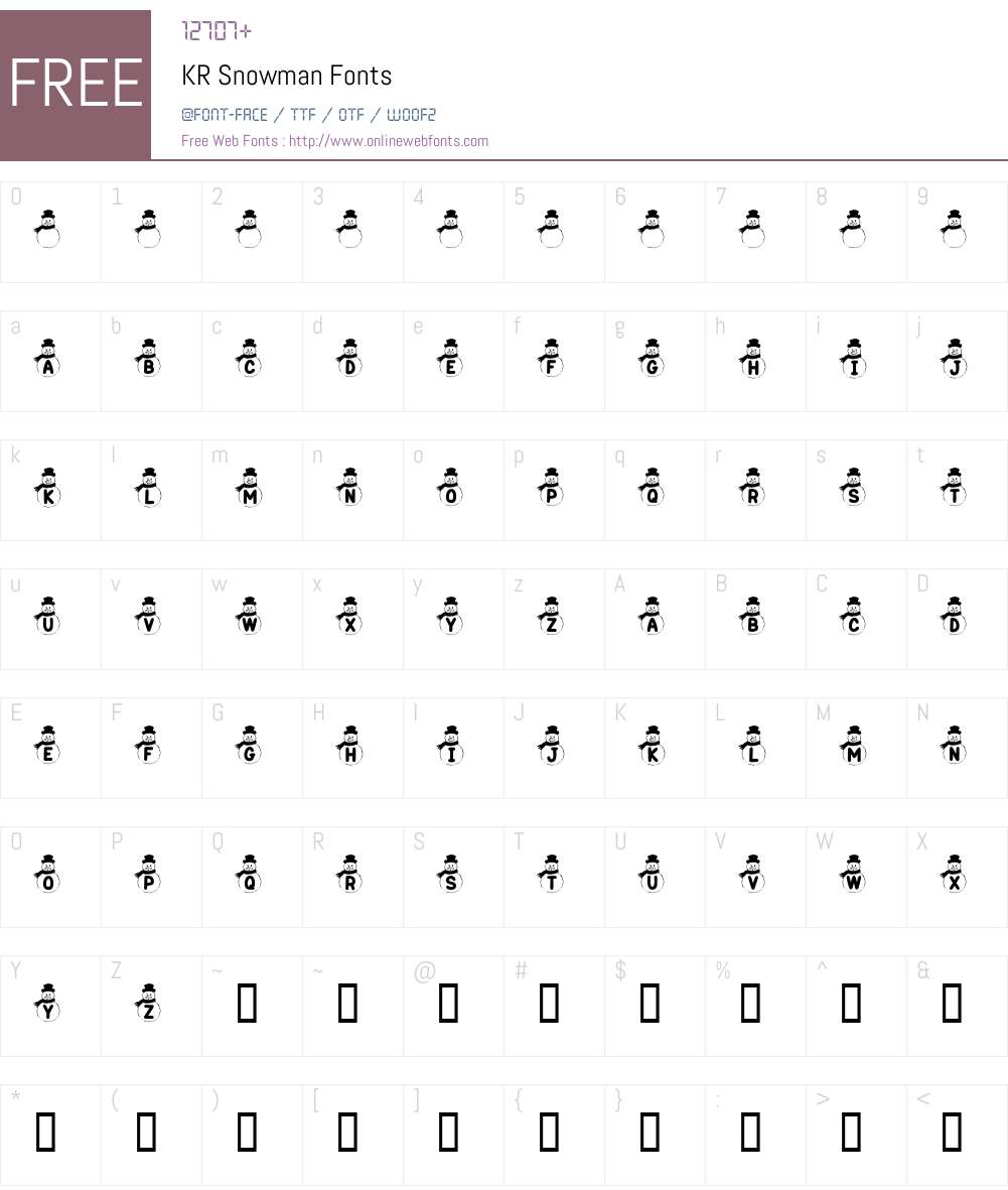 KR Snowman Font Screenshots