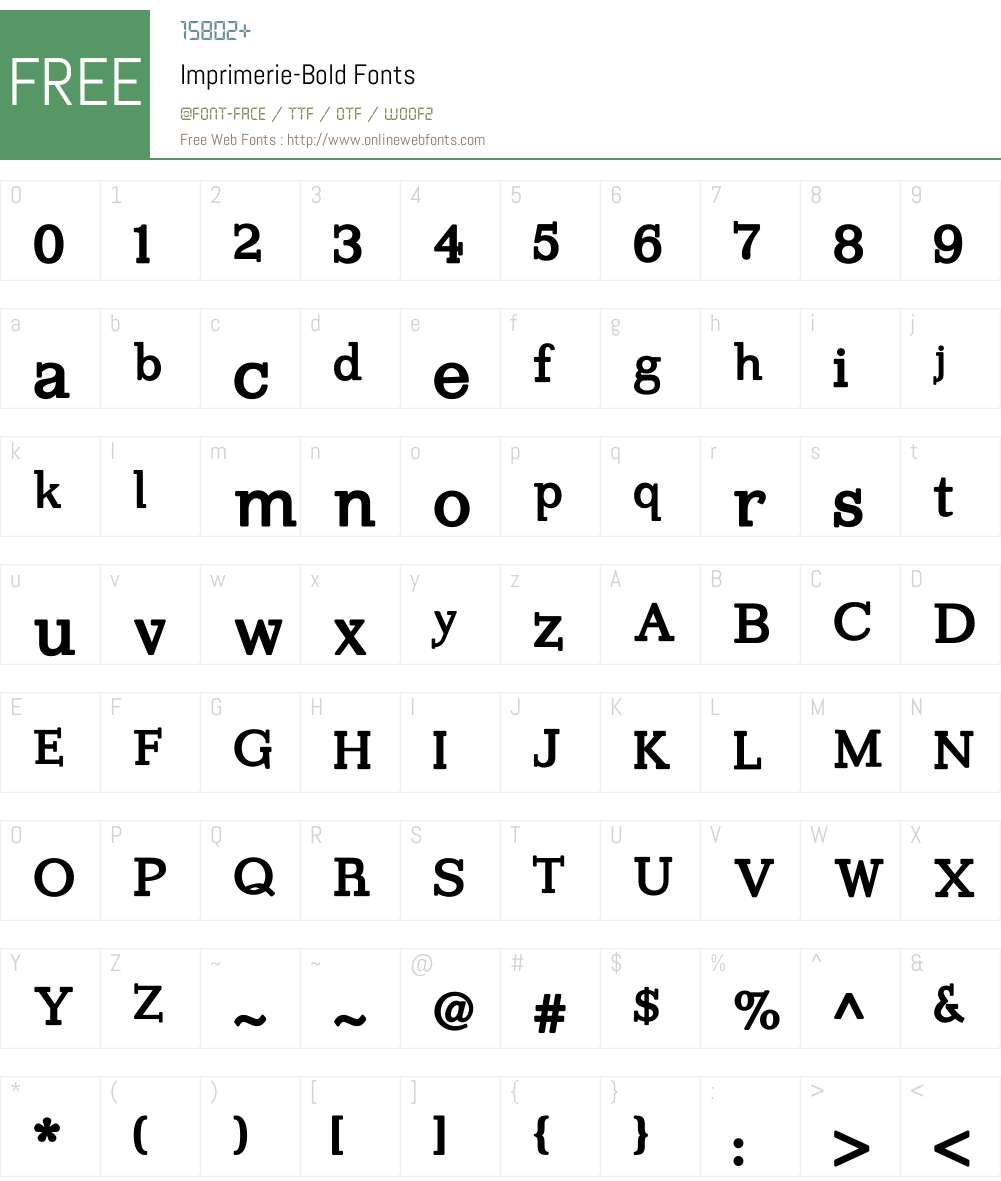 Imprimerie Font Screenshots