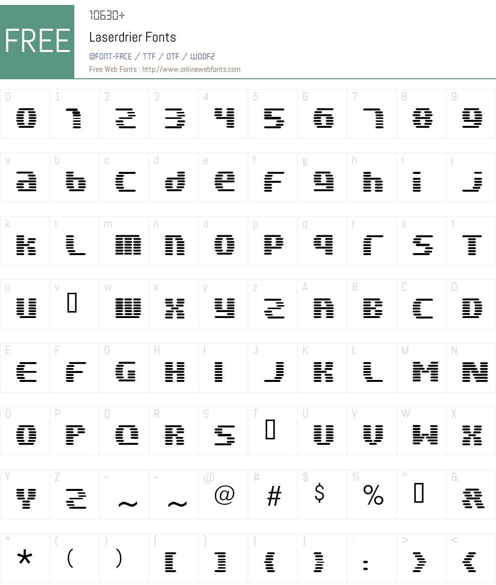 Laserdrier Font Screenshots