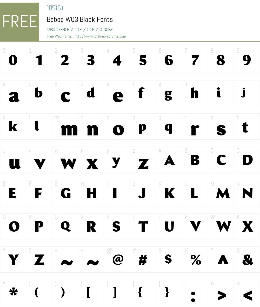 Bebop Font Screenshots