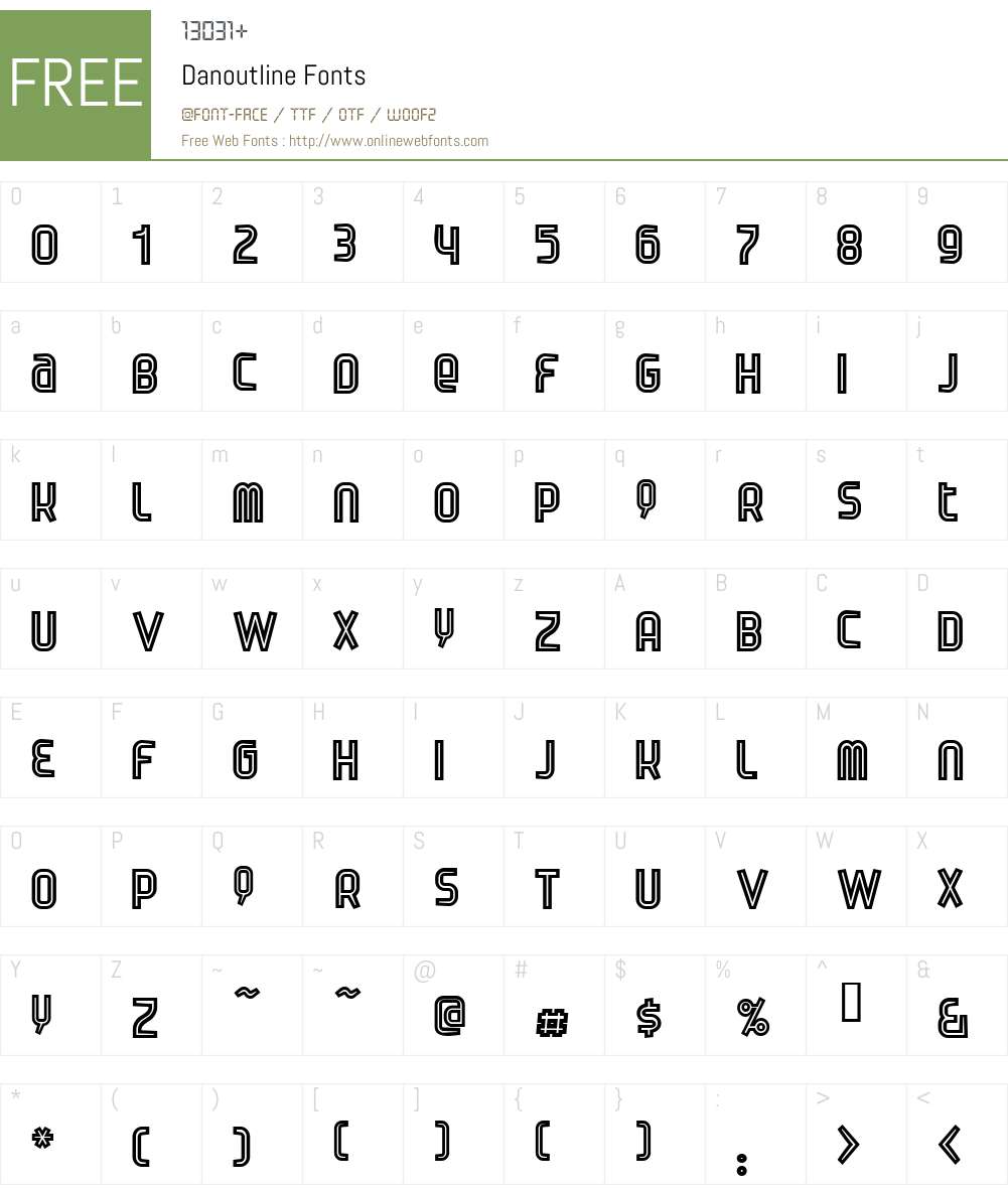 Danoutline Font Screenshots