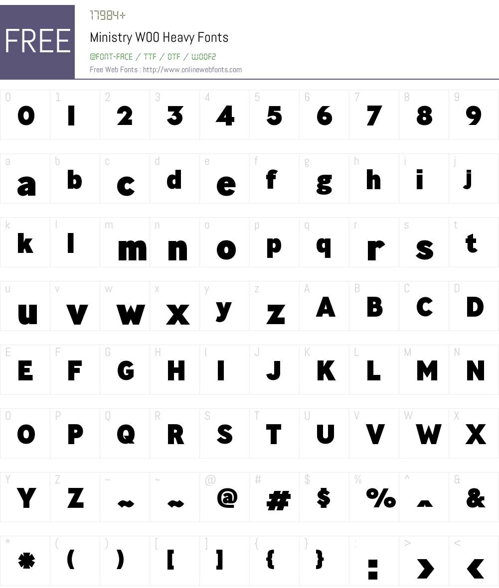 MinistryW00-Heavy Font Screenshots
