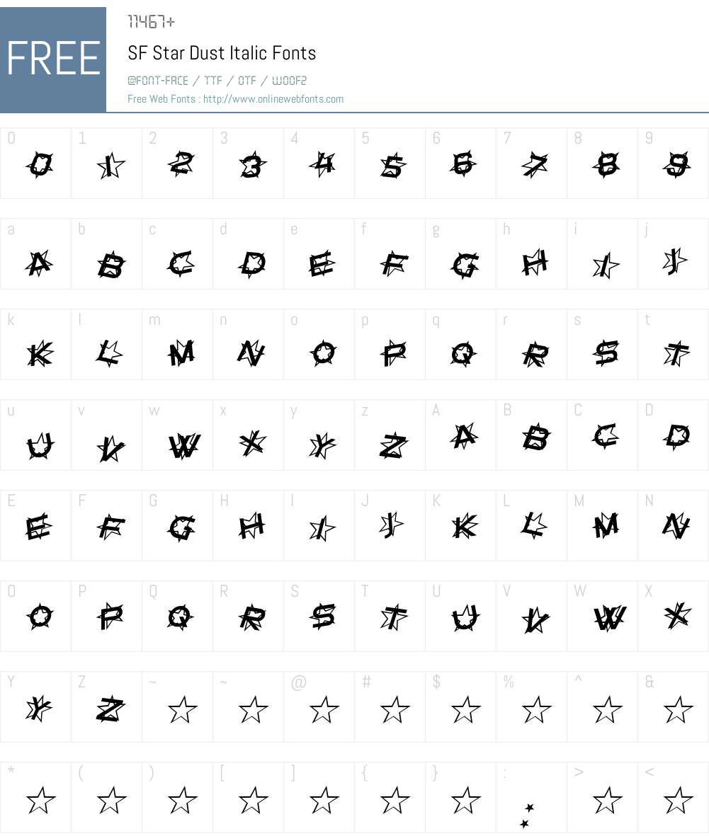 SF Star Dust Font Screenshots