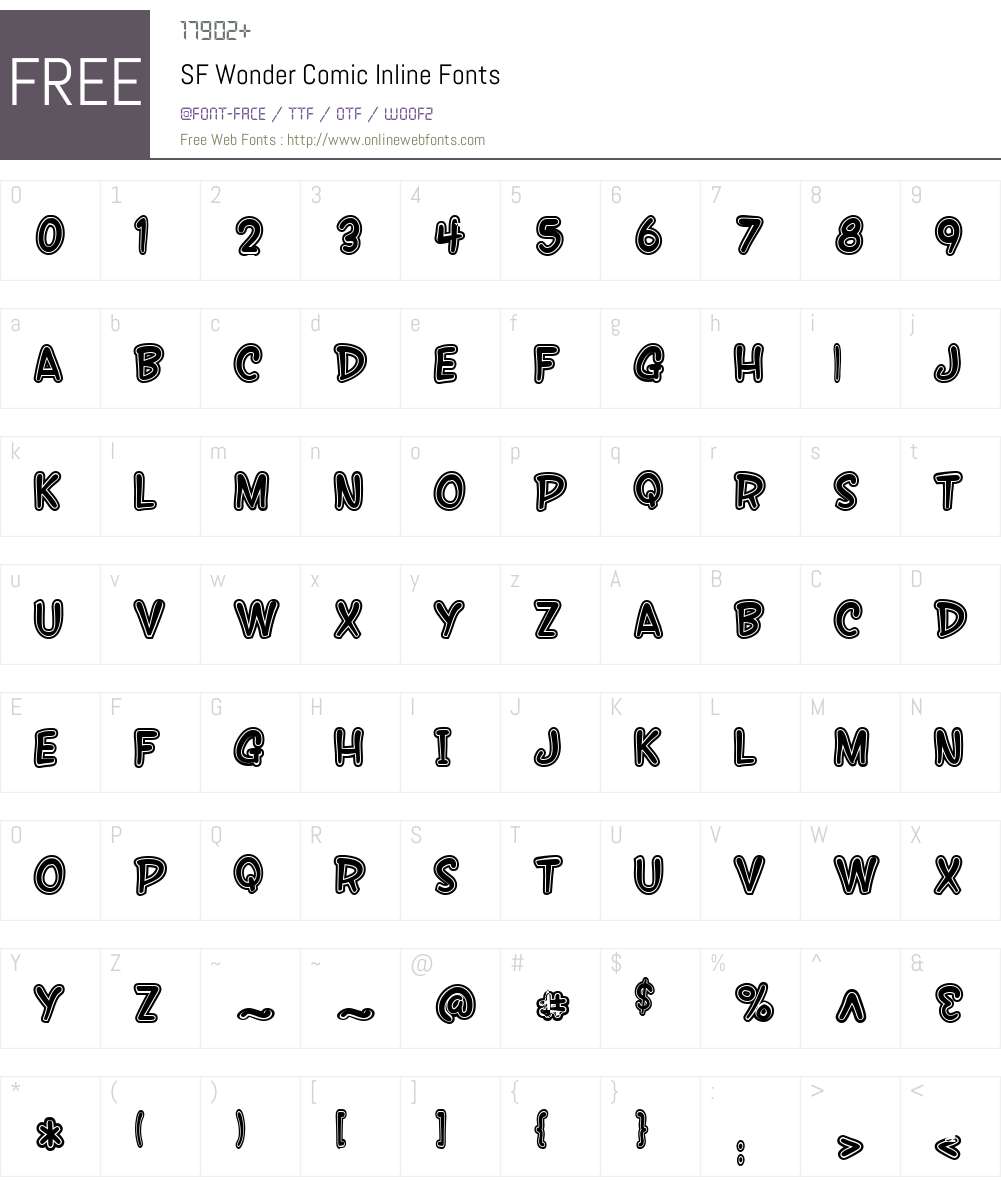 SF Wonder Comic Inline Font Screenshots