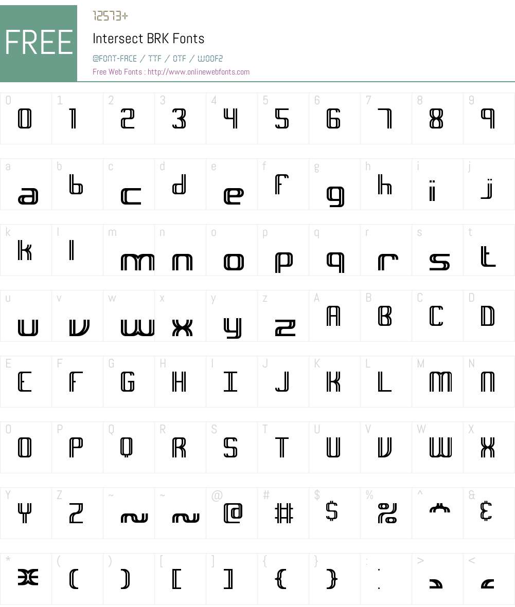 Intersect BRK Font Screenshots