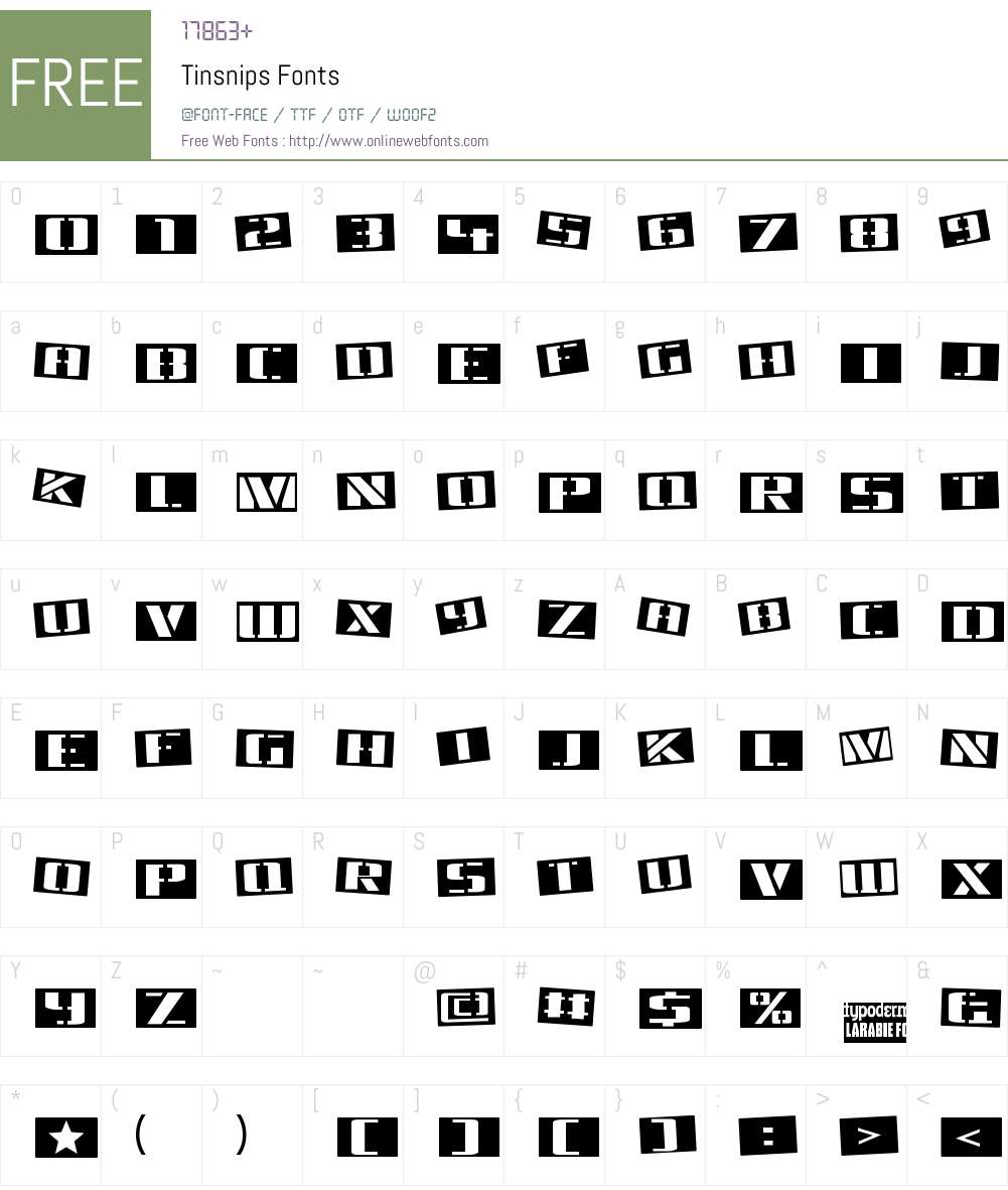 Tinsnips Font Screenshots