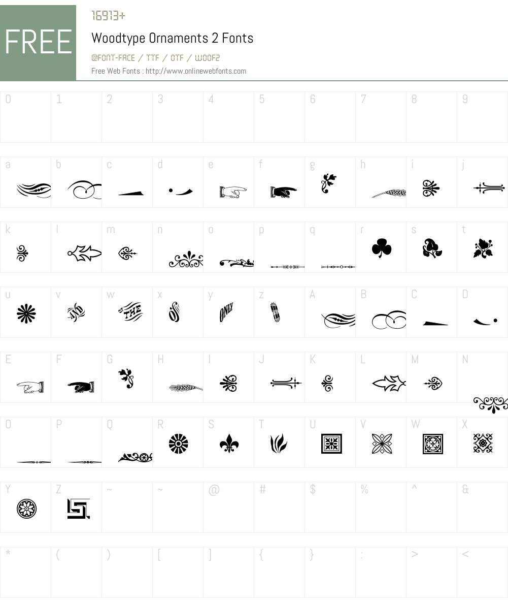Woodtype Ornaments Font Screenshots