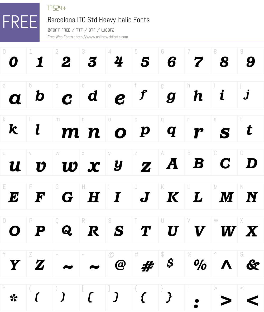Barcelona ITC Std Font Screenshots