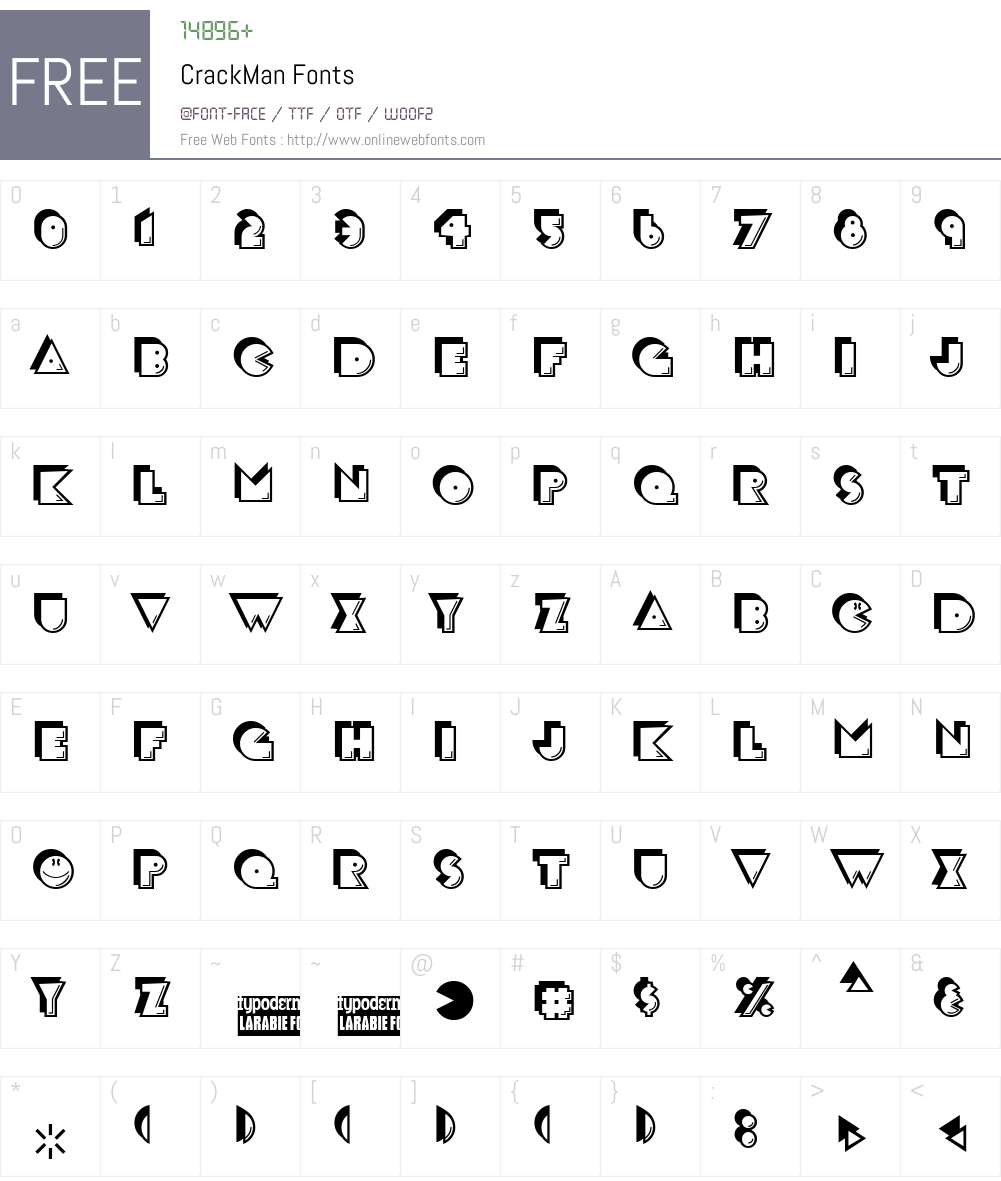 CrackMan Font Screenshots