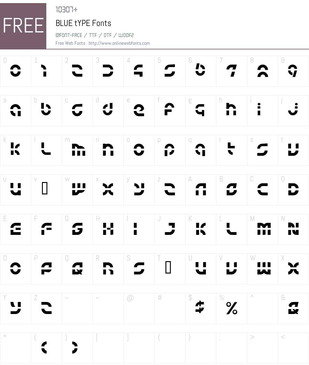 BLUE tYPE Font Screenshots