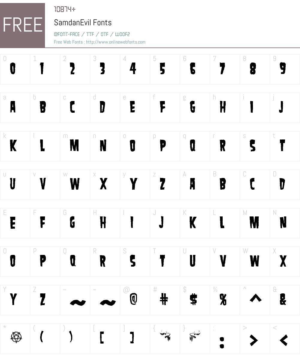 SamdanEvil Font Screenshots