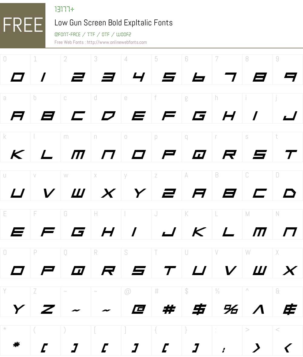 Low Gun Screen Bold Expanded Font Screenshots