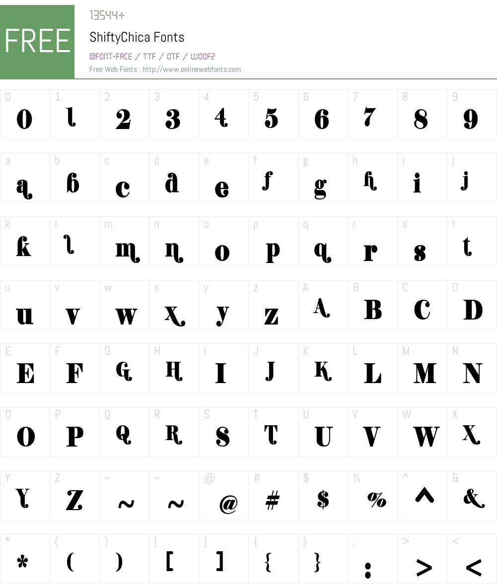 ShiftyChica Font Screenshots