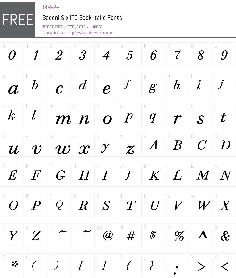 Bodoni Six ITC Font Screenshots