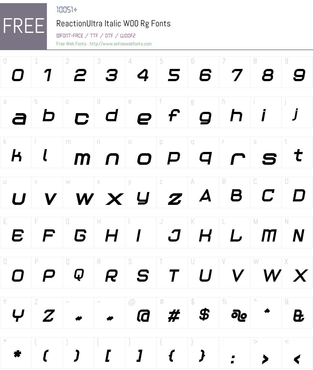 ReactionUltra Italic Font Screenshots