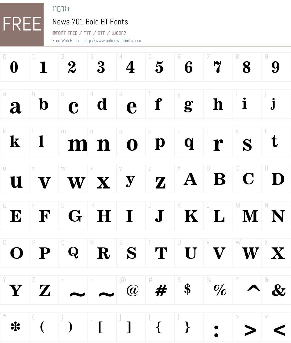 News701 BT Font Screenshots