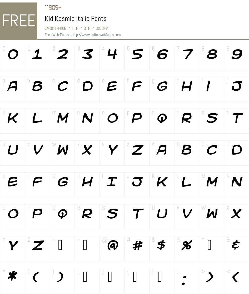 Kid Kosmic Font Screenshots