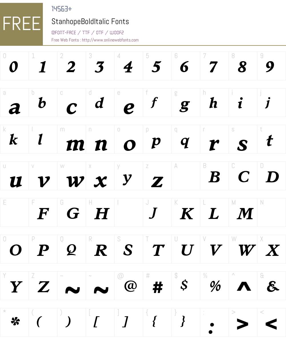 StanhopeBoldItalic Font Screenshots