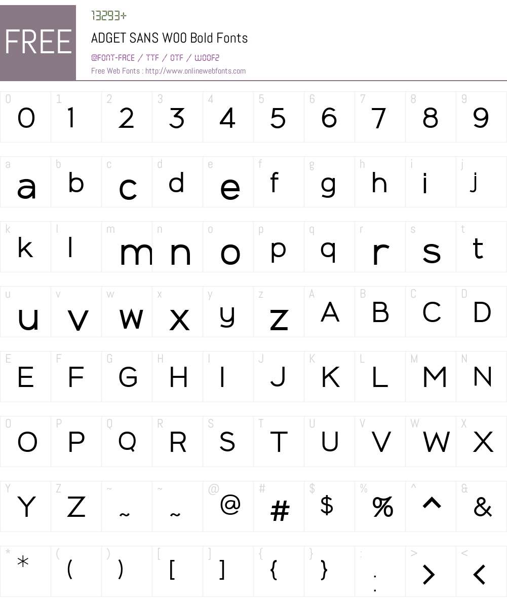 ADGETSANSW00-Bold Font Screenshots