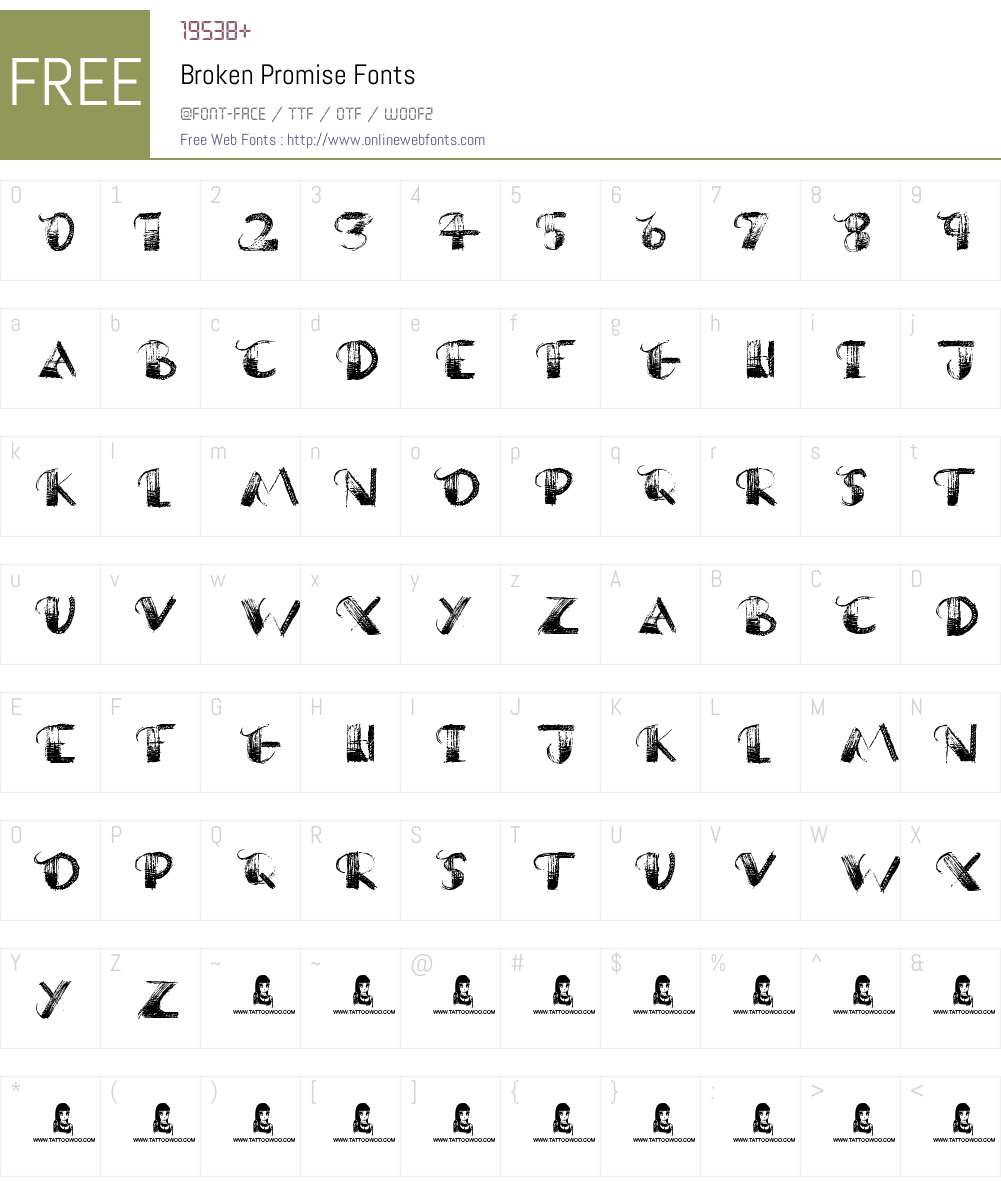 Broken Promise Font Screenshots