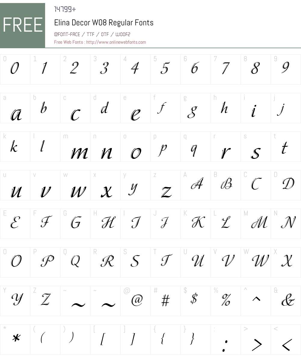 ElinaDecorW08-Regular Font Screenshots
