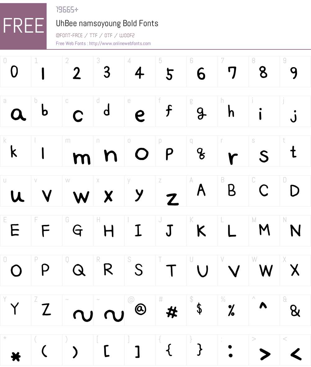 UhBee namsoyoung Font Screenshots