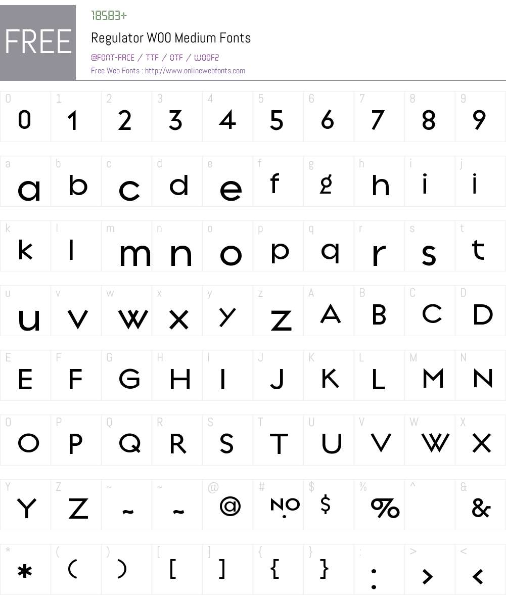 RegulatorW00-Medium Font Screenshots