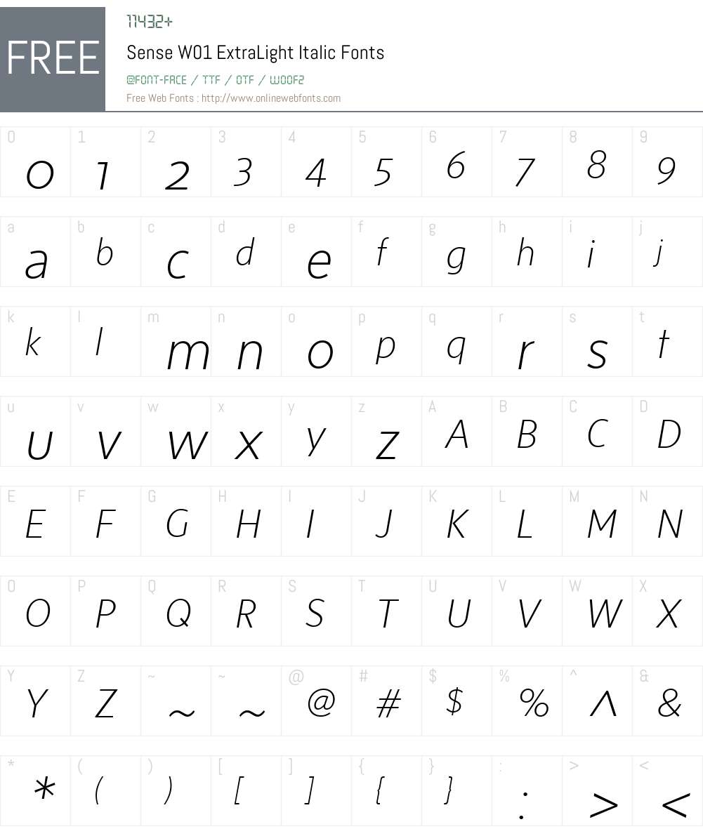 SenseW01-ExtraLightItalic Font Screenshots