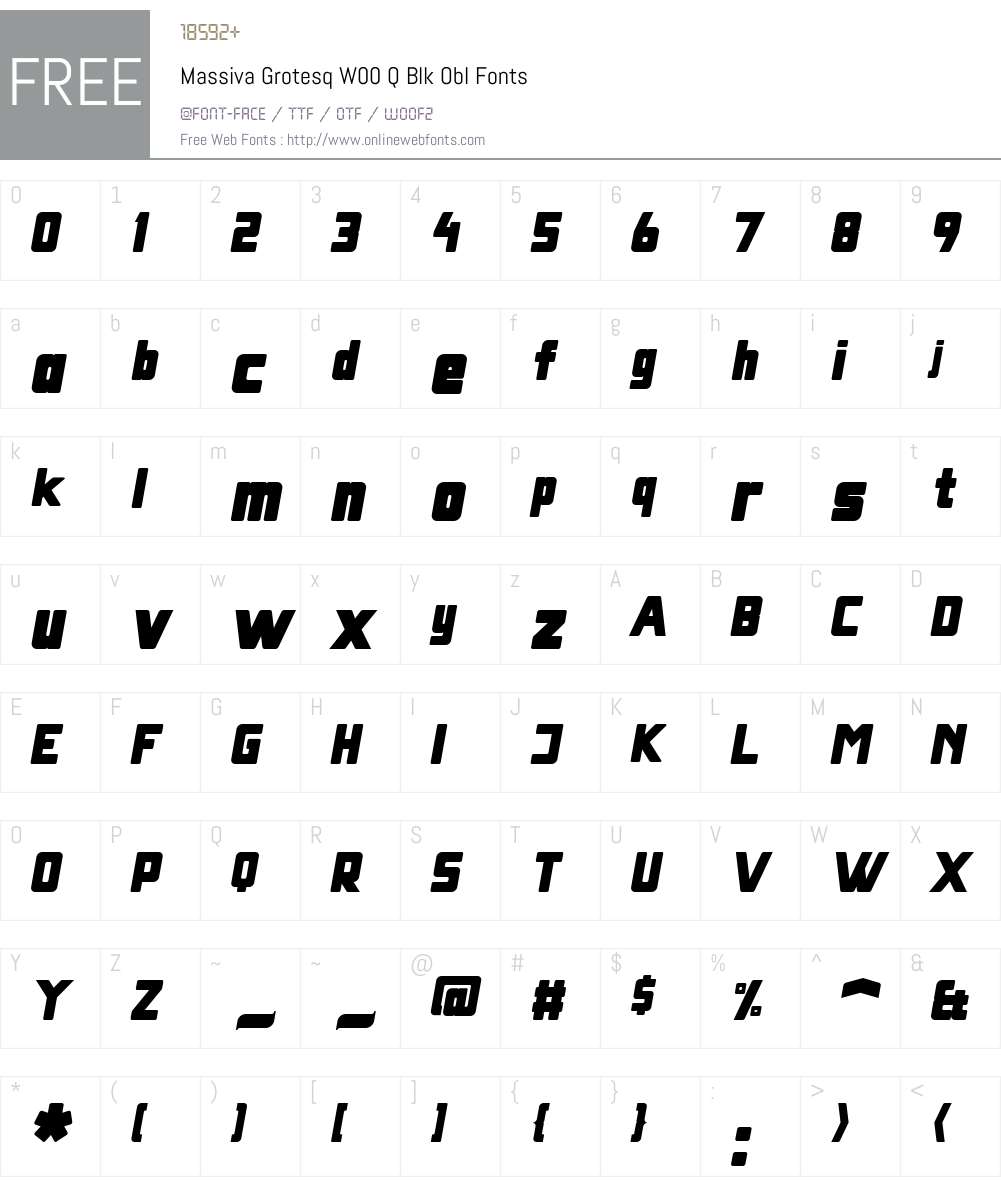 MassivaGrotesqW00-QBlkObl Font Screenshots