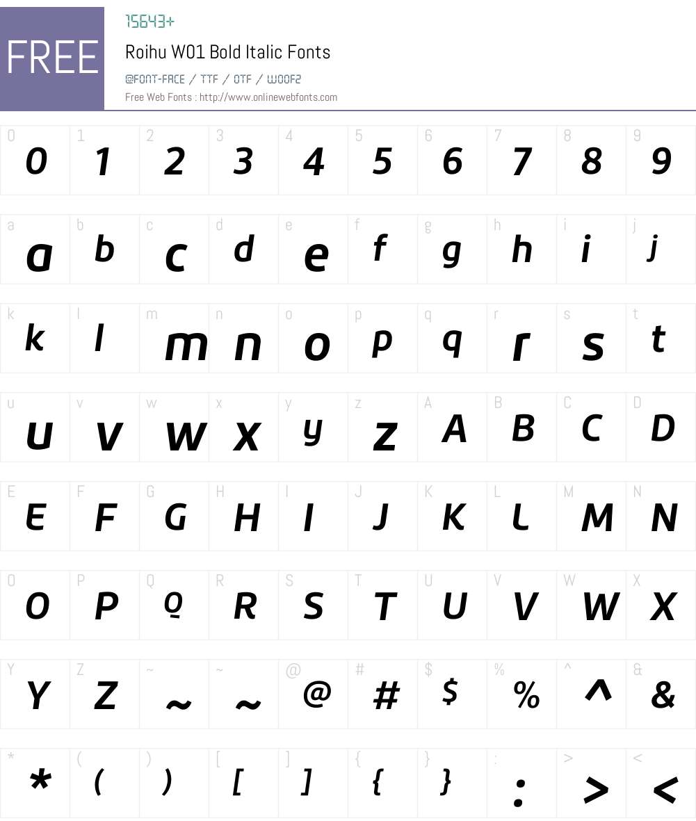RoihuW01-BoldItalic Font Screenshots
