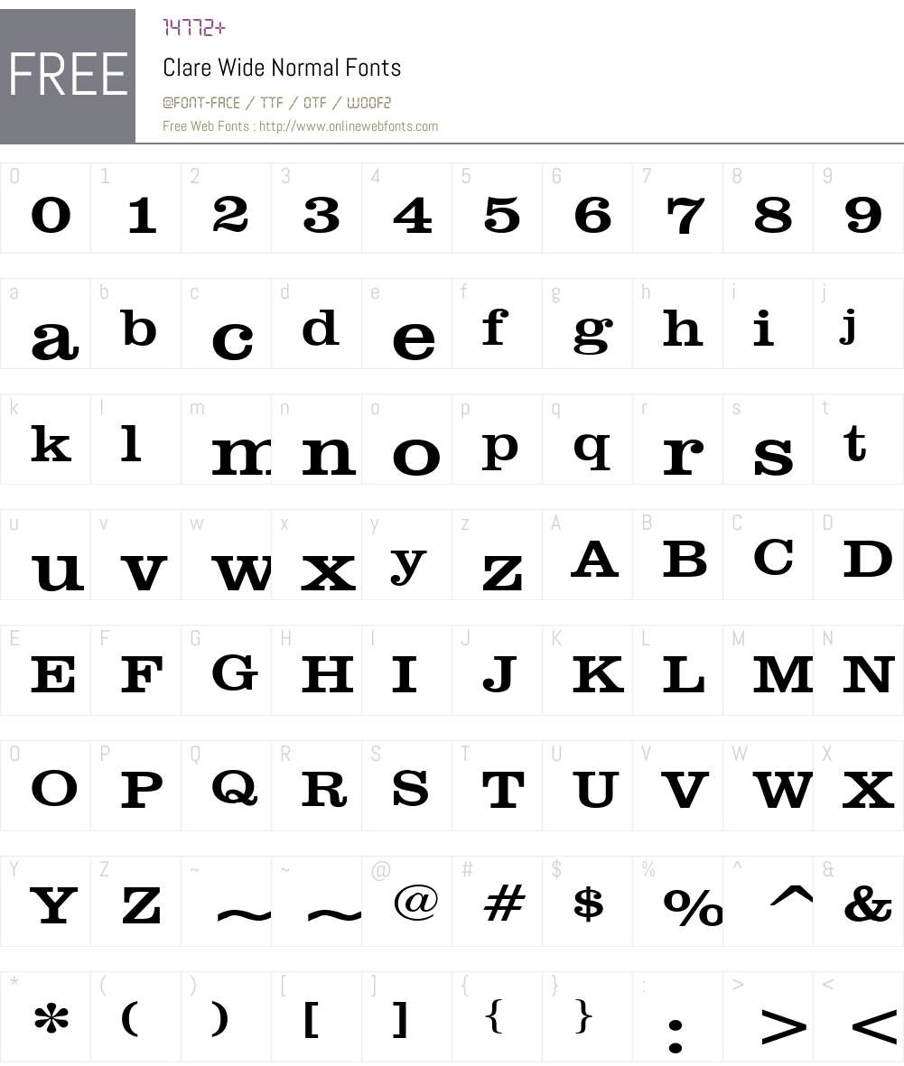 Clare Wide Font Screenshots