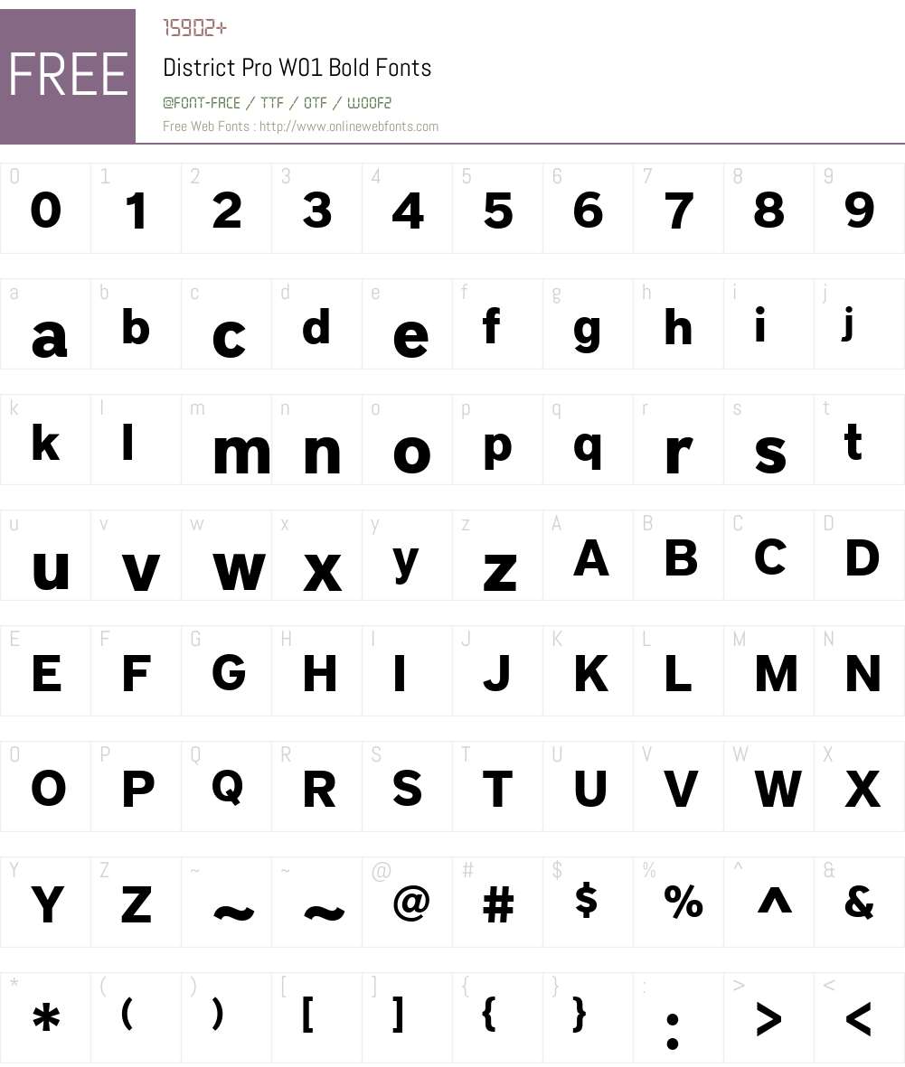 DistrictProW01-Bold Font Screenshots
