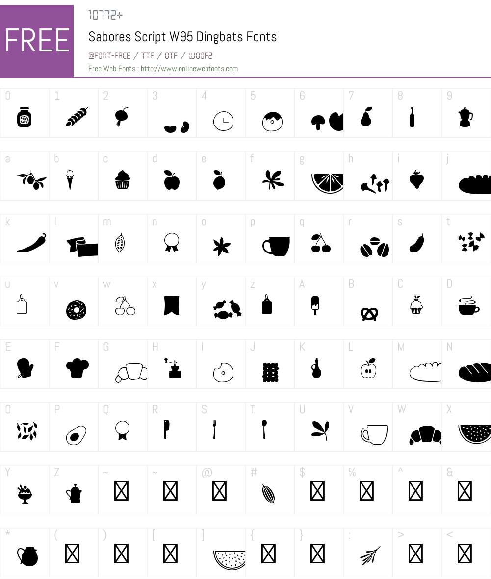 SaboresScriptW95-Dingbats Font Screenshots