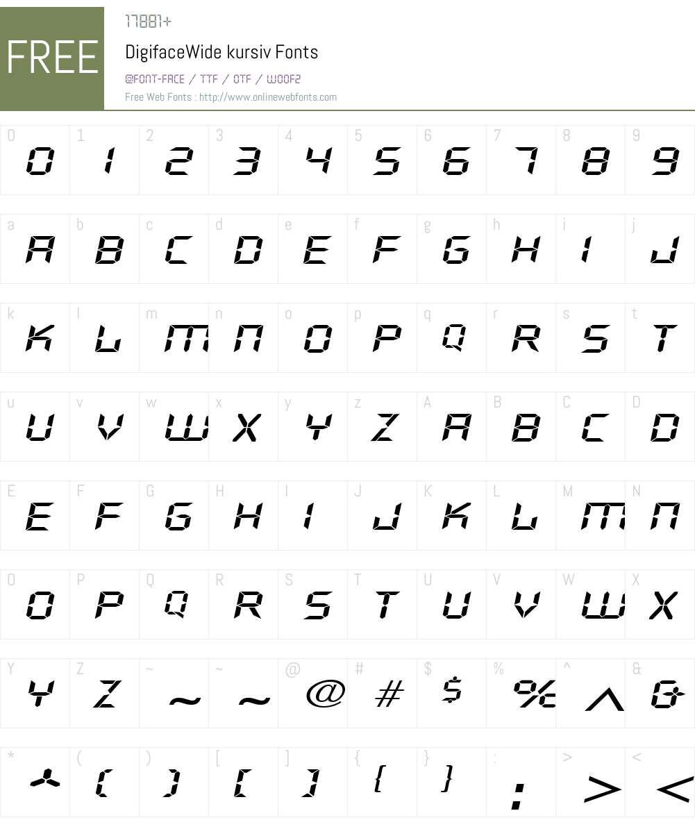 DigifaceWide Font Screenshots