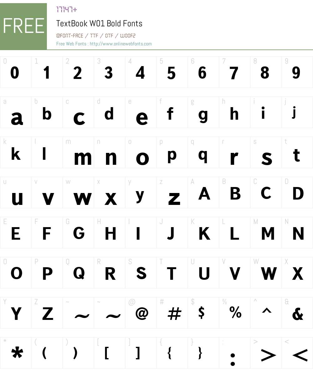 TextBookW01-Bold Font Screenshots