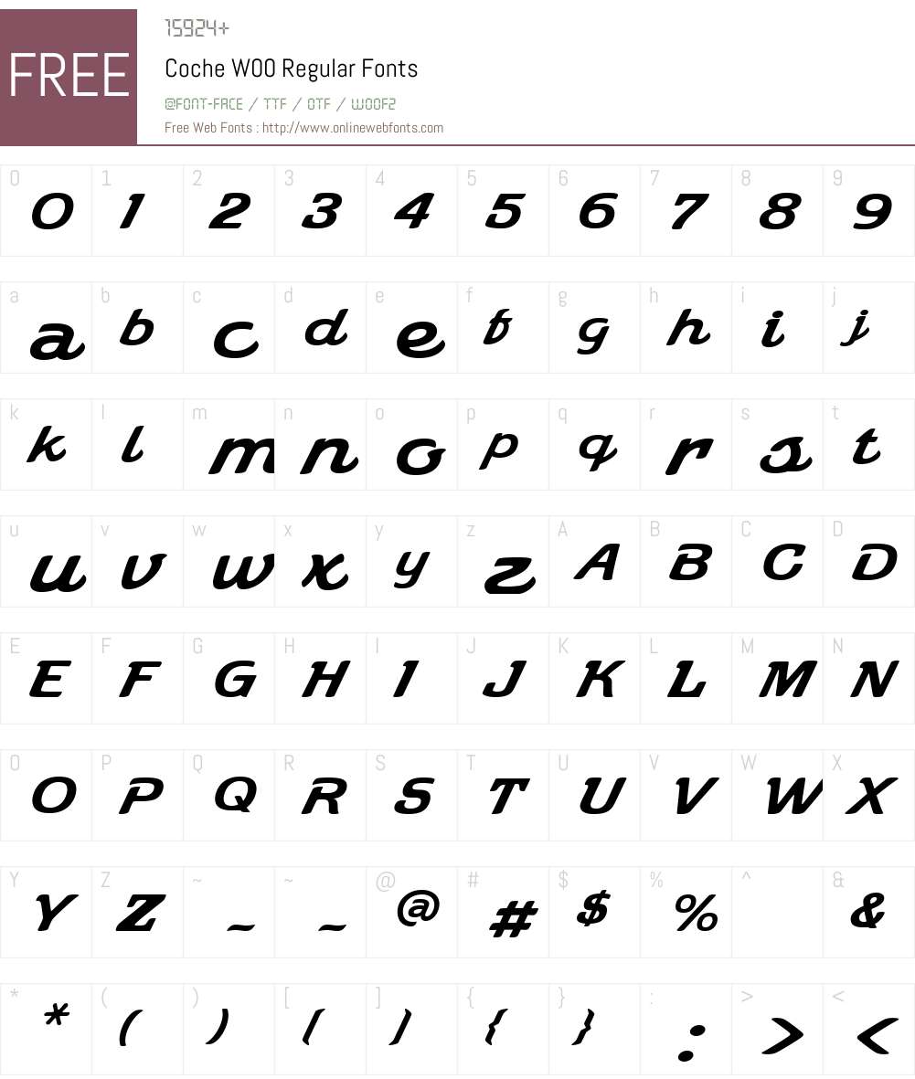 Coche Font Screenshots