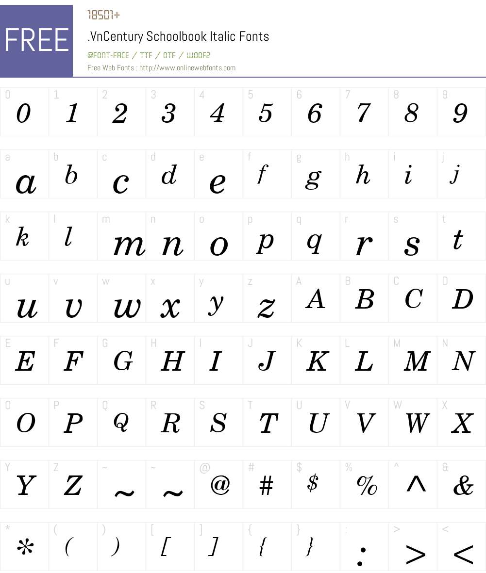 .VnCentury Schoolbook Font Screenshots