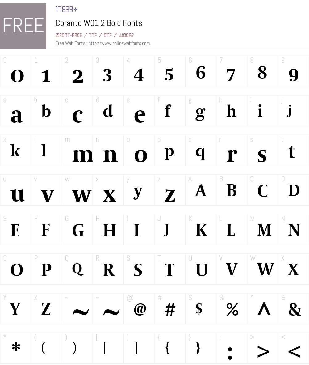 CorantoW01-2Bold Font Screenshots
