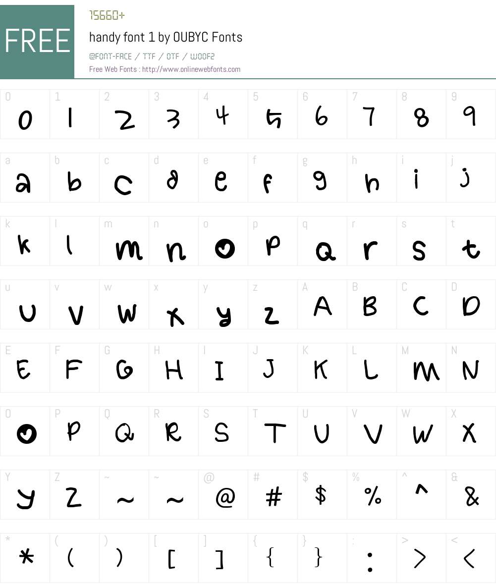 handy font 1 by OUBYC Font Screenshots