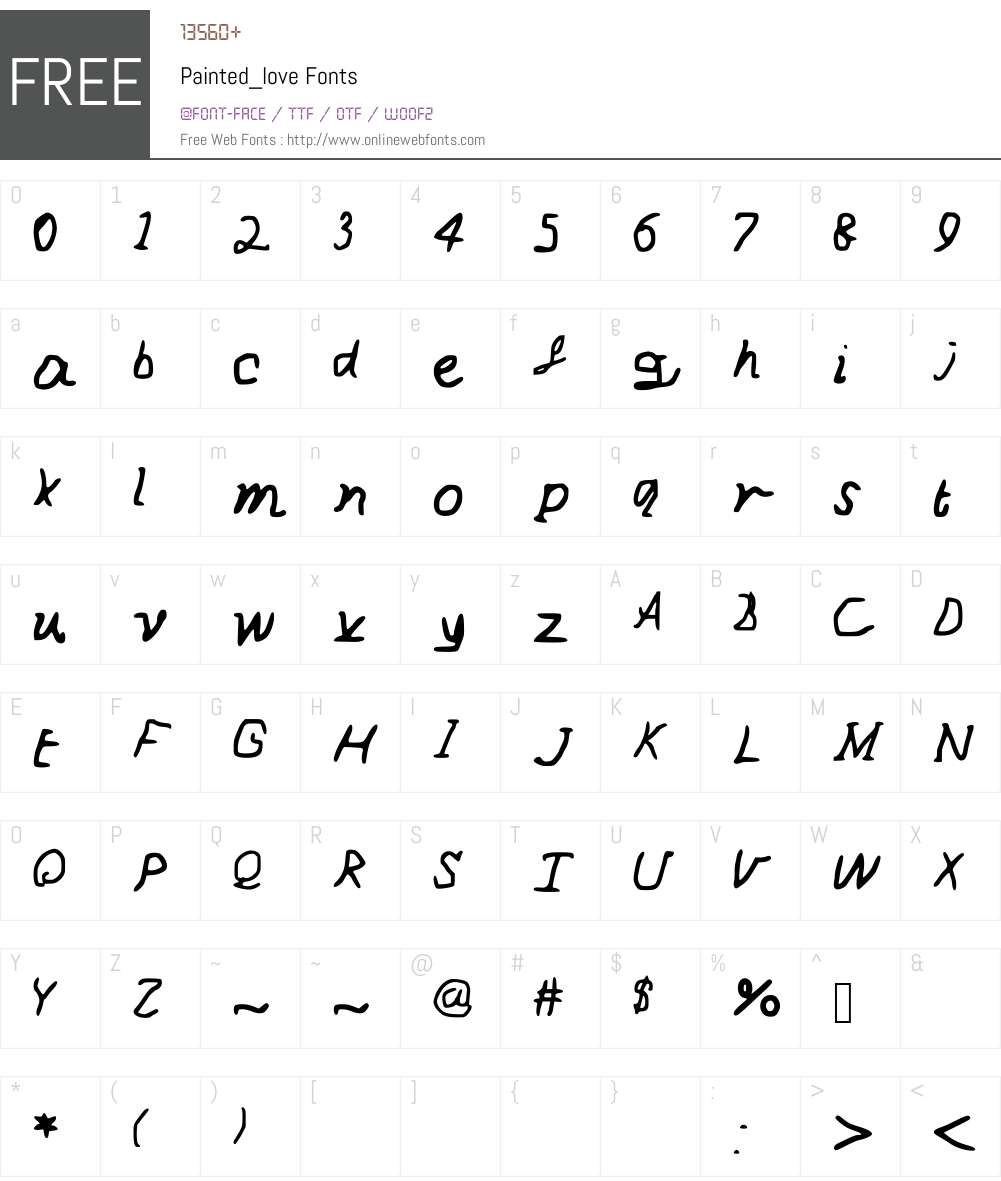 Painted_love Font Screenshots