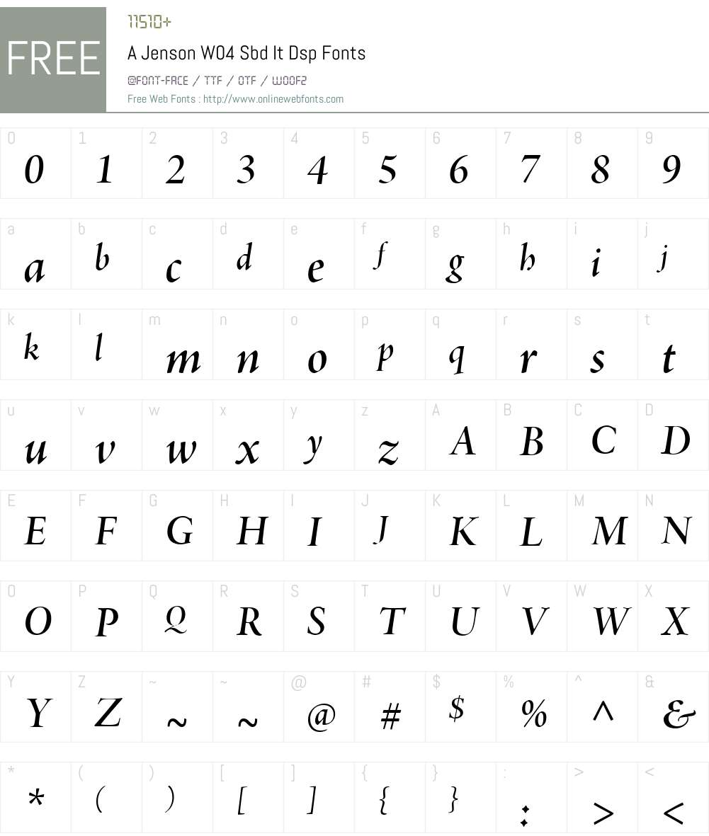 AJensonW04-SbdItDsp Font Screenshots