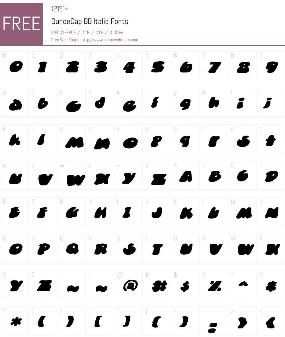 DunceCap BB Font Screenshots