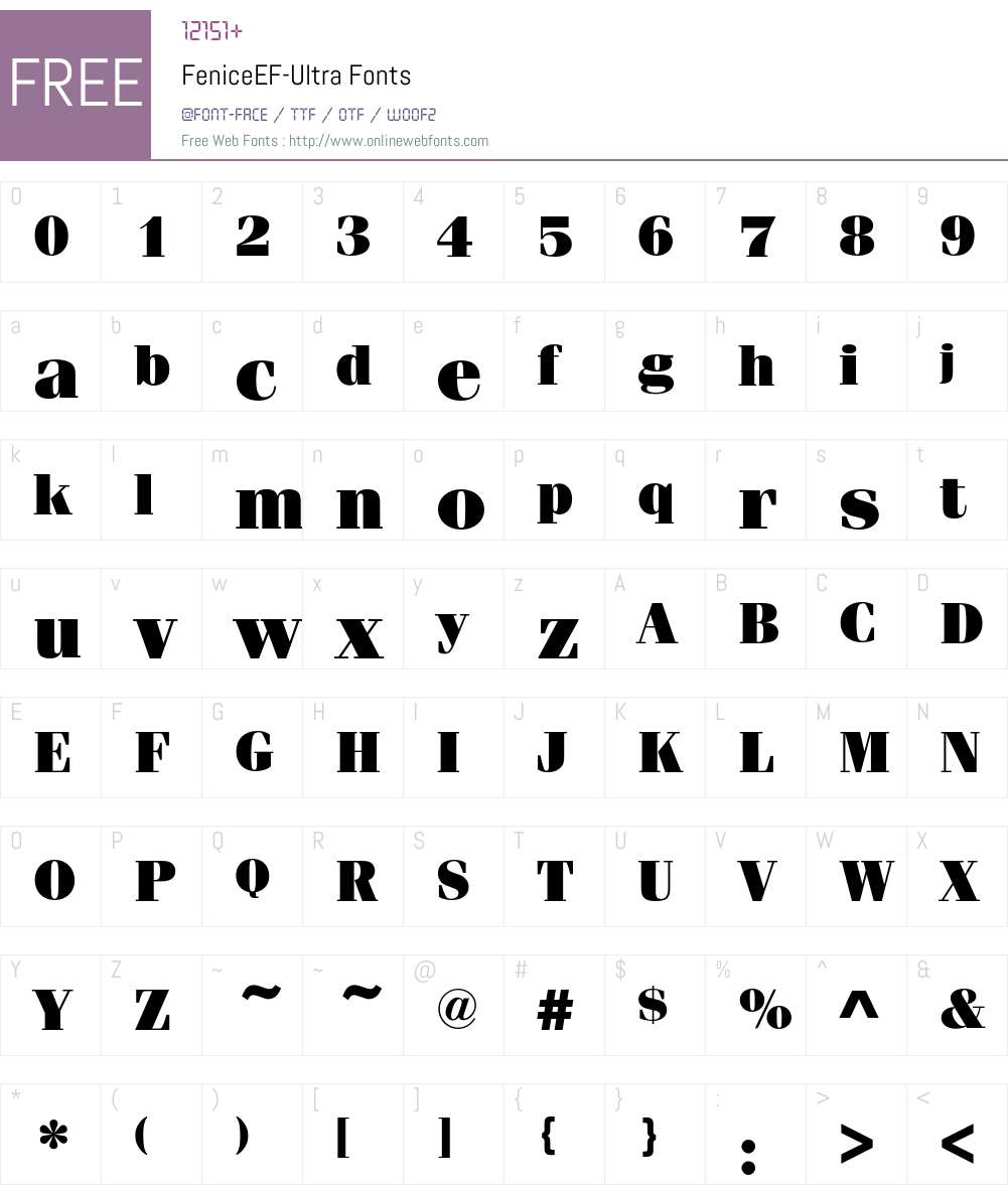 FeniceEF-Ultra Font Screenshots