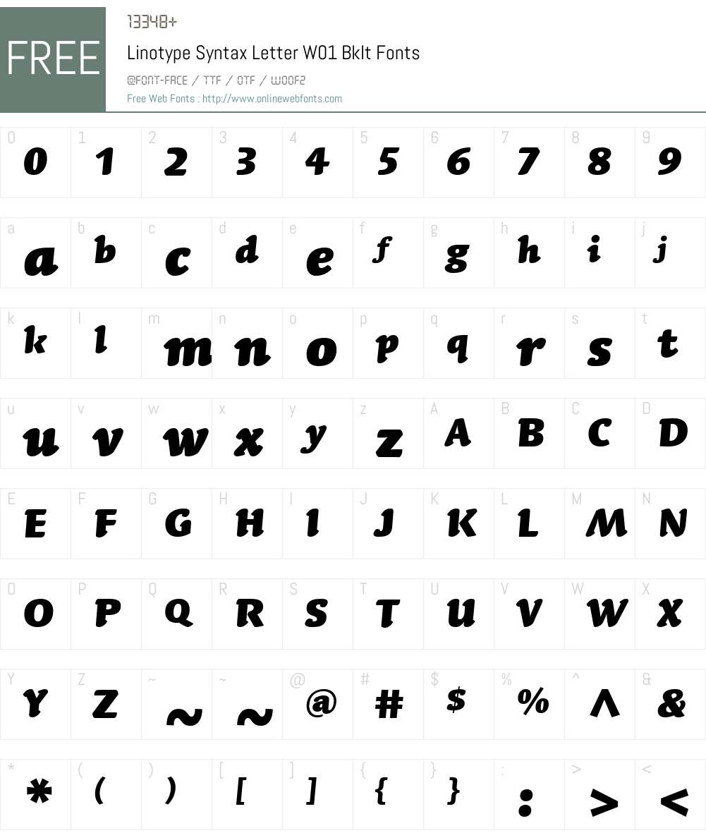 LinotypeSyntaxLettrW01-BkIt Font Screenshots
