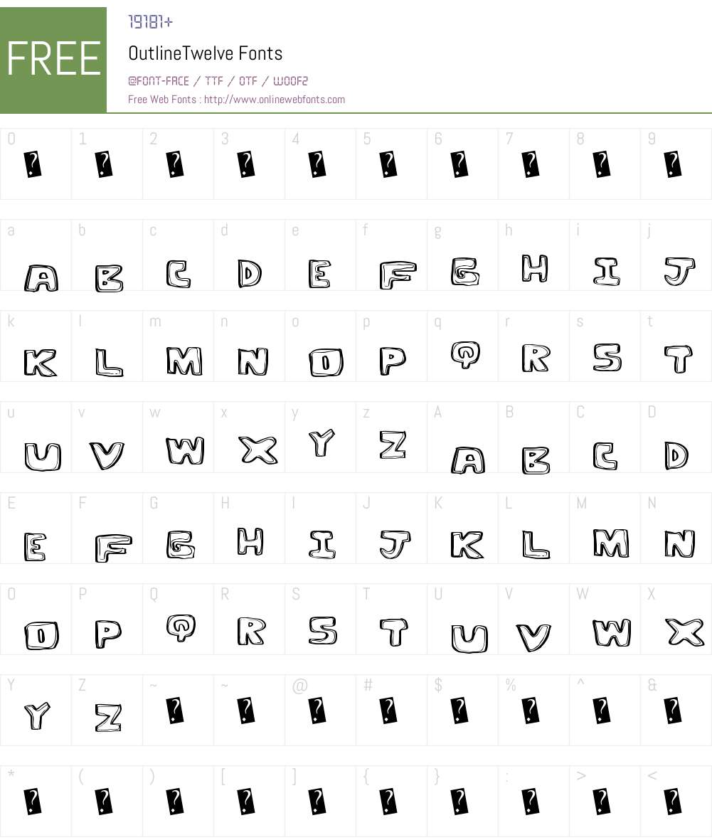 OutlineTwelve Font Screenshots
