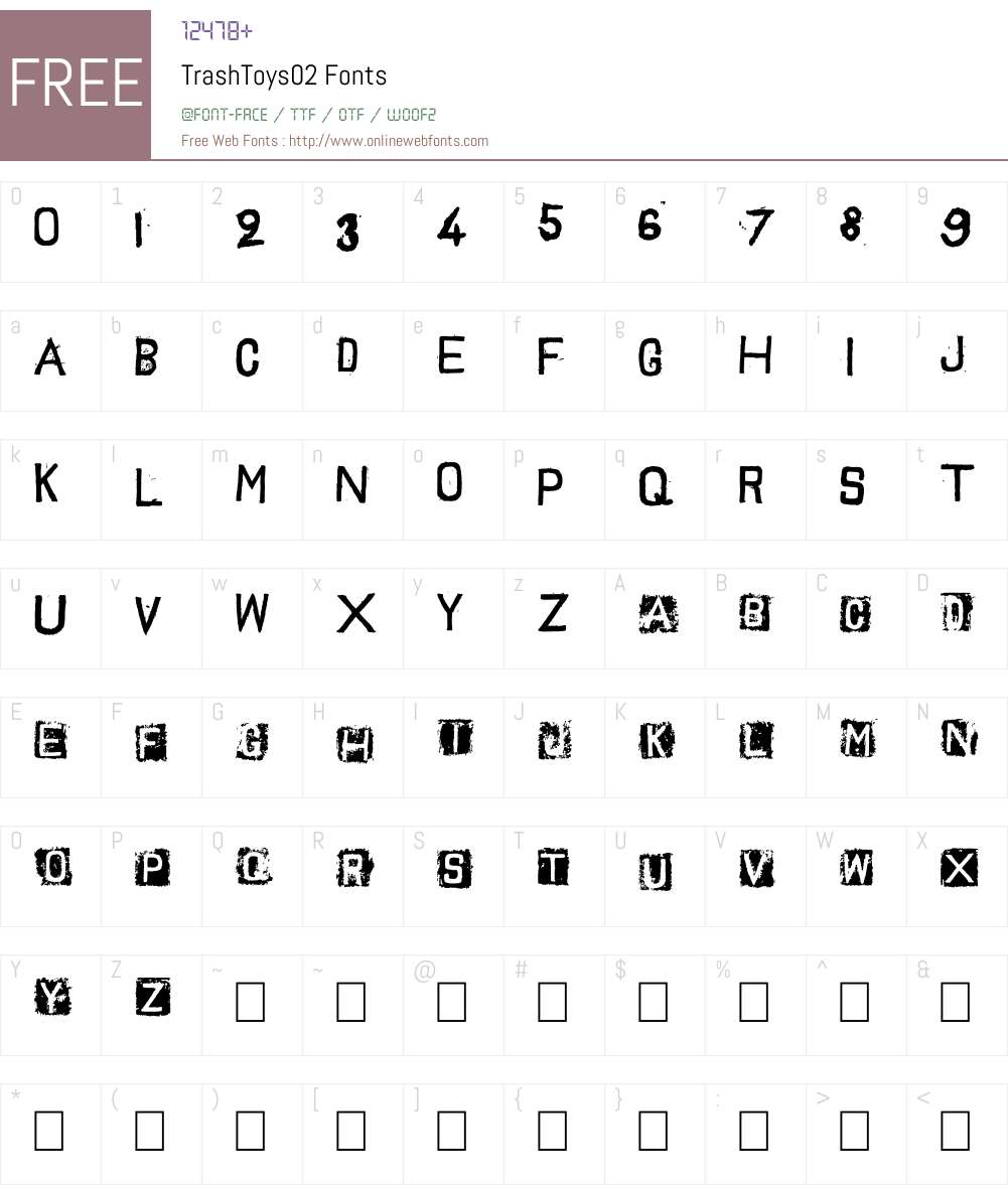 TrashToys02 Font Screenshots